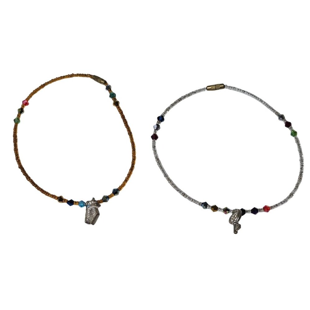 Handmade Beaded Charm Choker Necklace Key Birdhouse Charms Set Of 2 Fashion Jewe